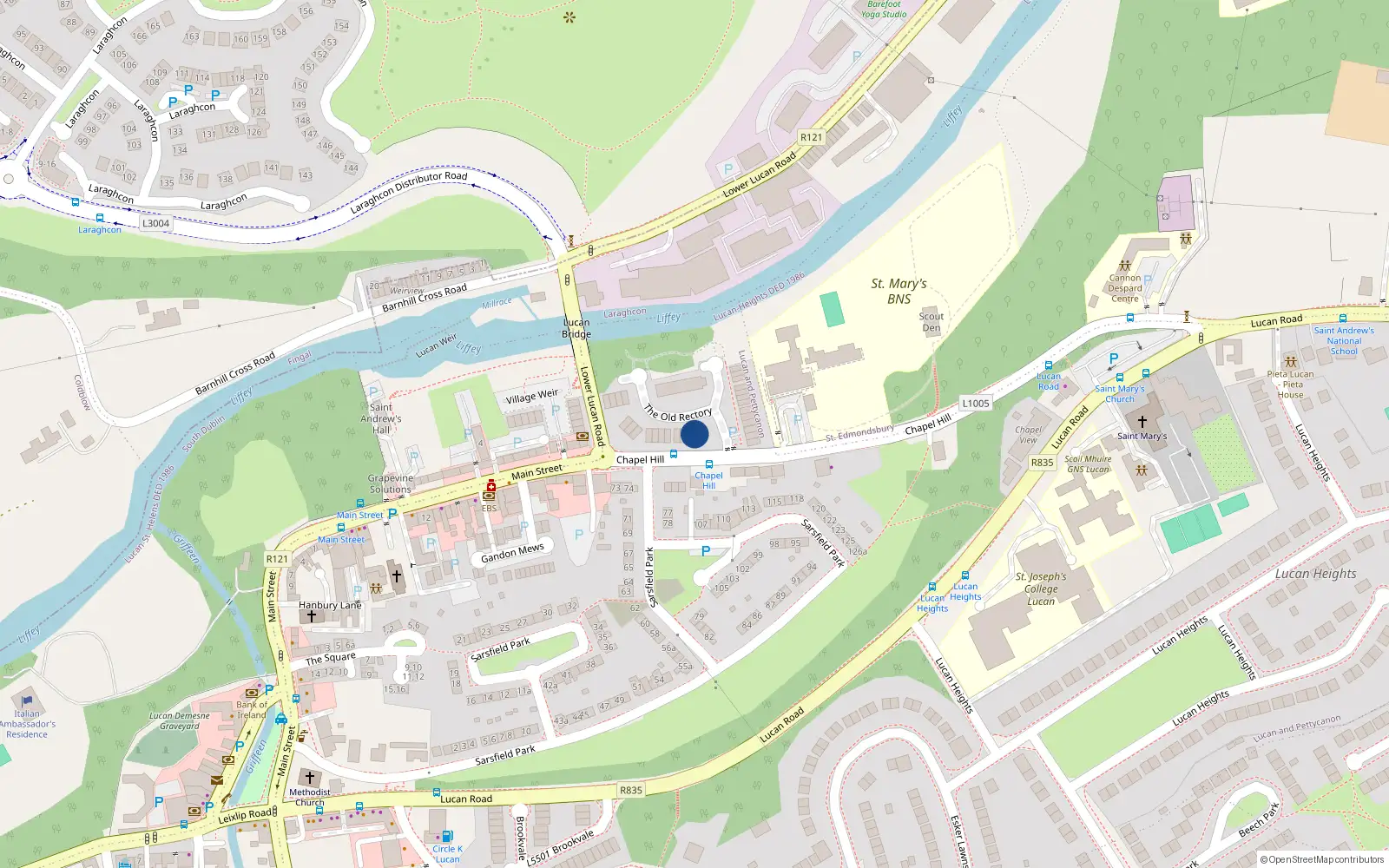 Overhead map showing the location of 14 Old Rectory, Chapel Hill, Lucan
