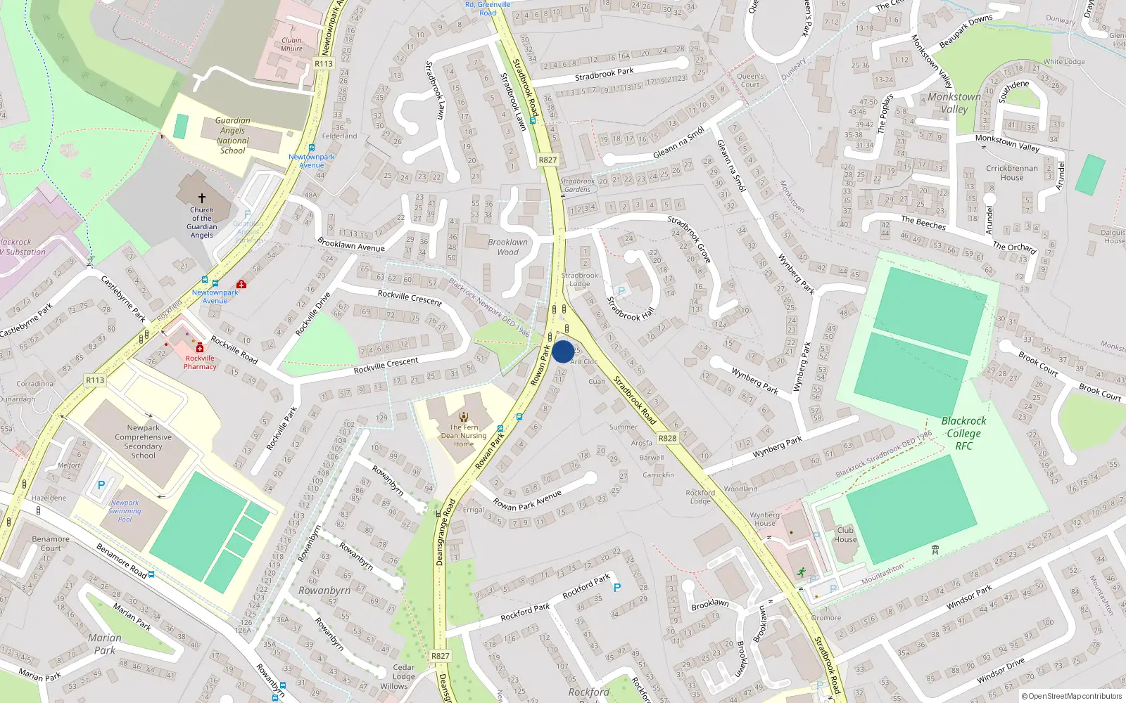 Overhead map showing the location of 14 Rowan Park, Dublin