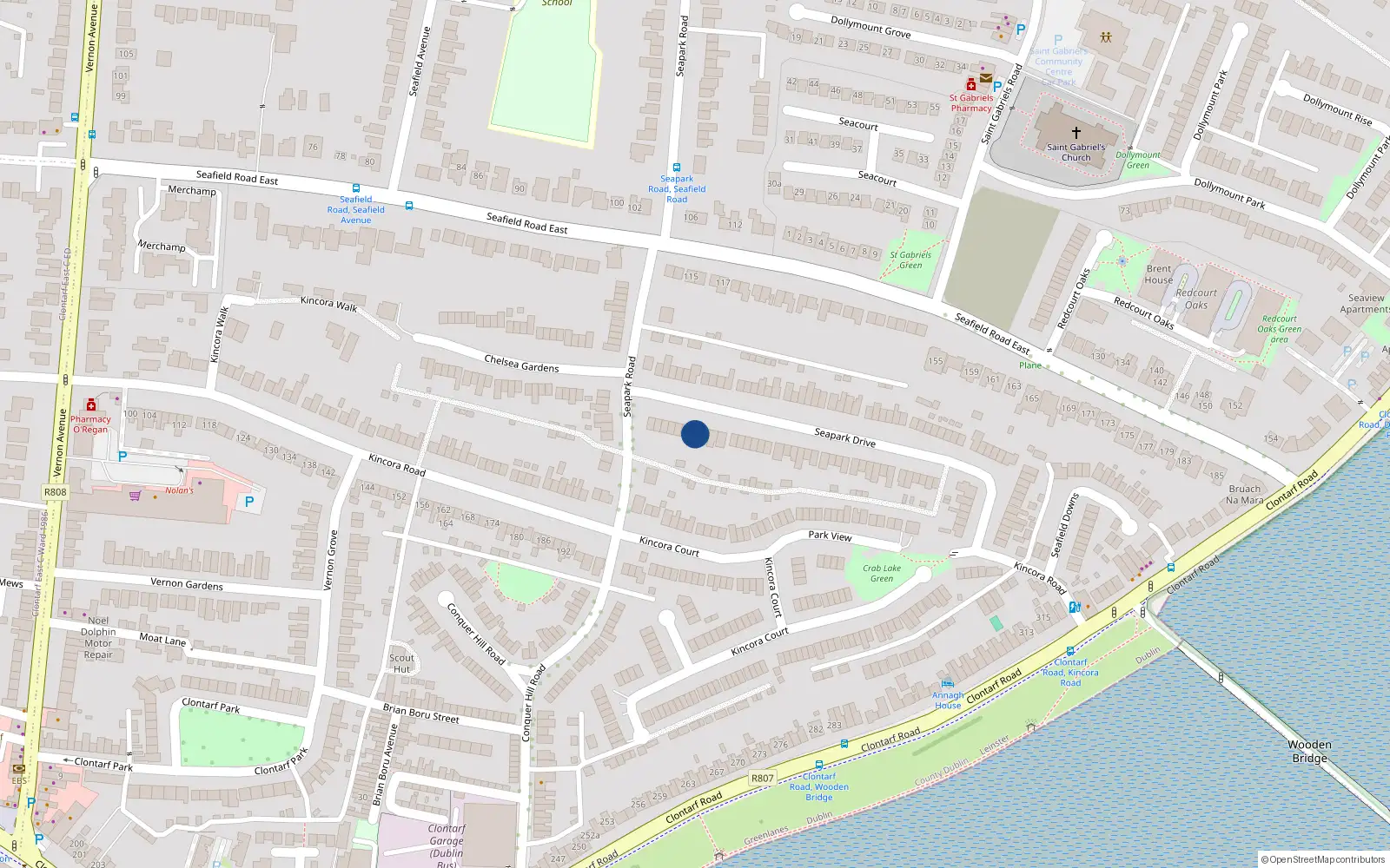 Overhead map showing the location of 14 Seapark Drive, Dublin 3