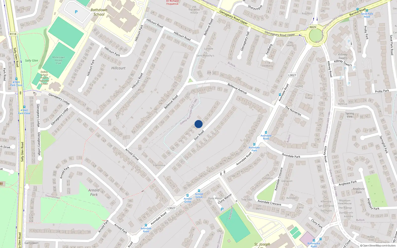 Overhead map showing the location of 14 Sion Road, Co Dublin