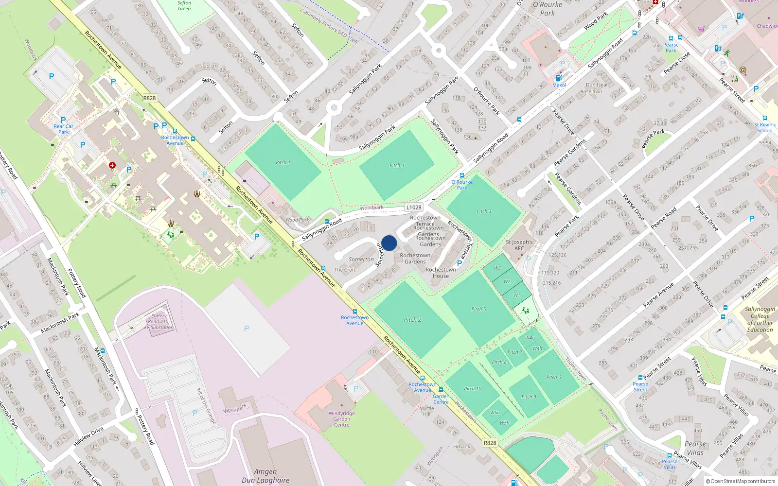 Overhead map showing the location of 14 Somerton, Rochestown Avenue, Dun Laoghaire