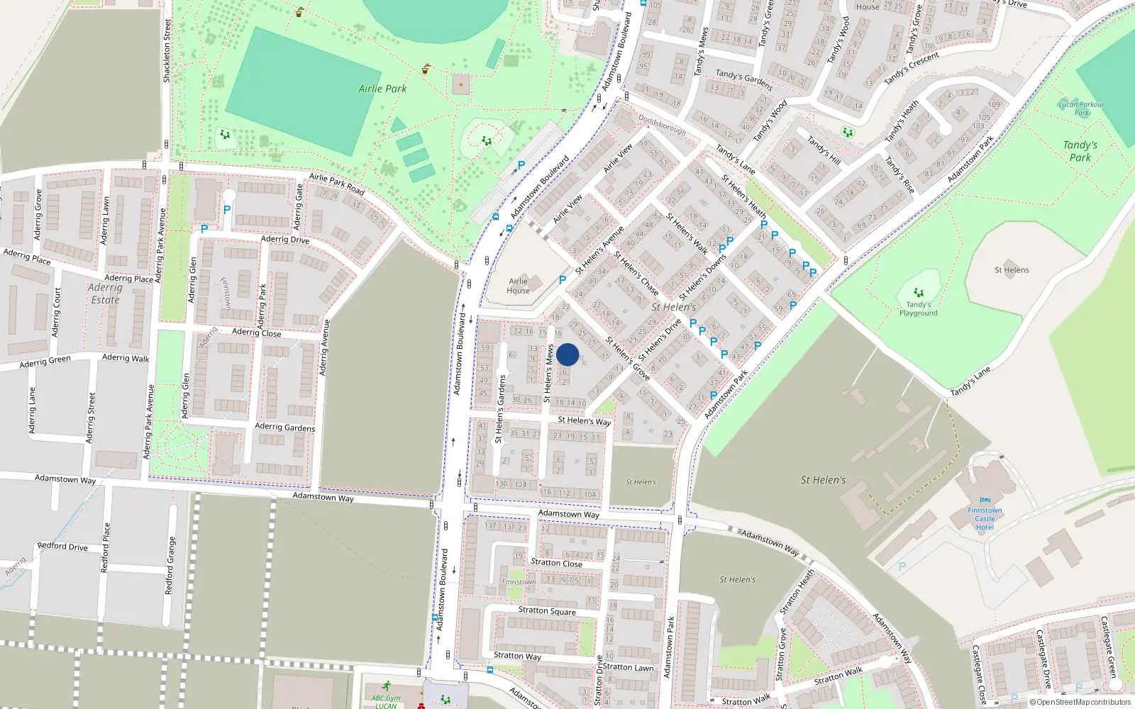 Overhead map showing the location of 14 Saint Helens Mews, Lucan