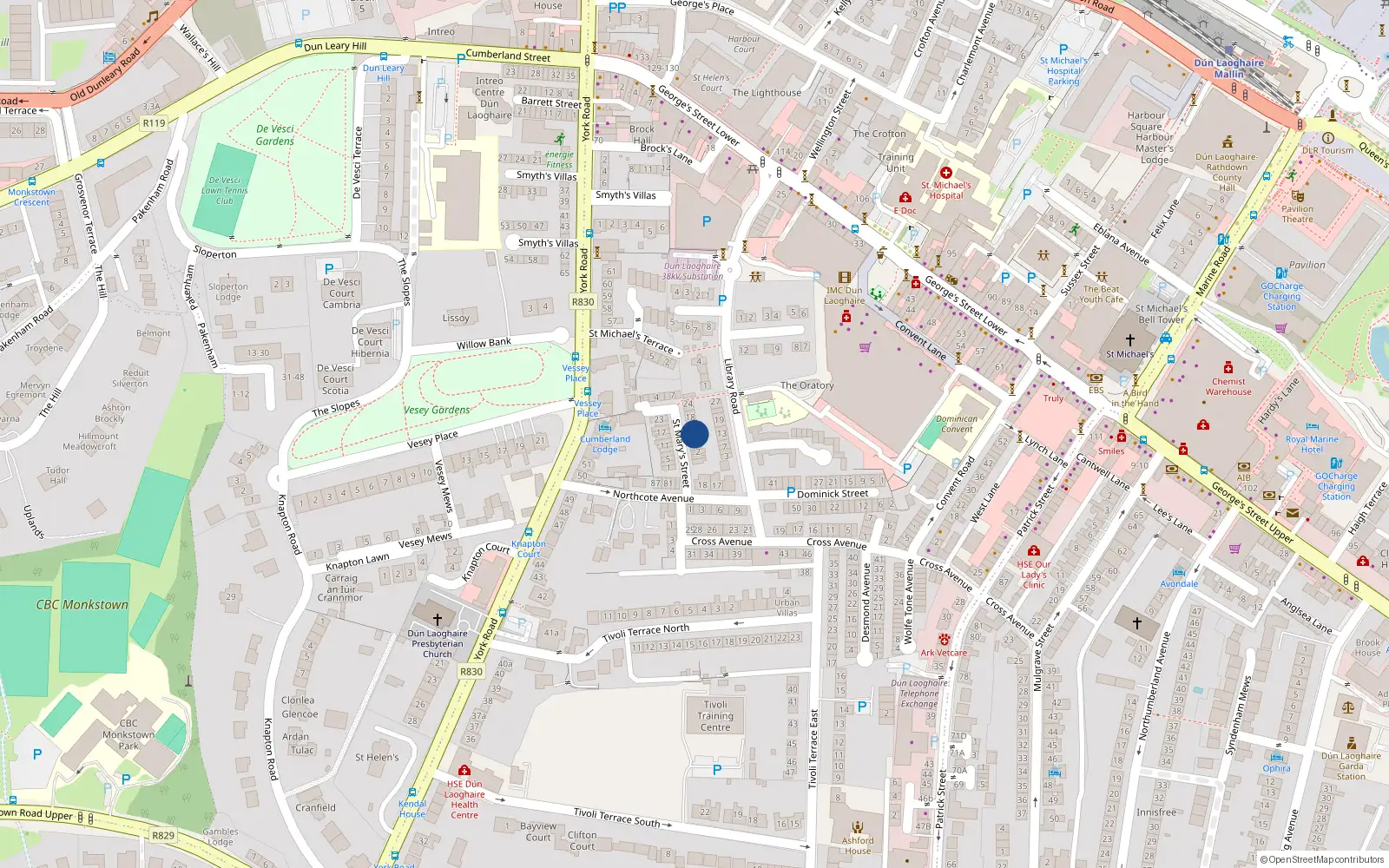 Overhead map showing the location of 14 Saint Mary's Street, County Dublin
