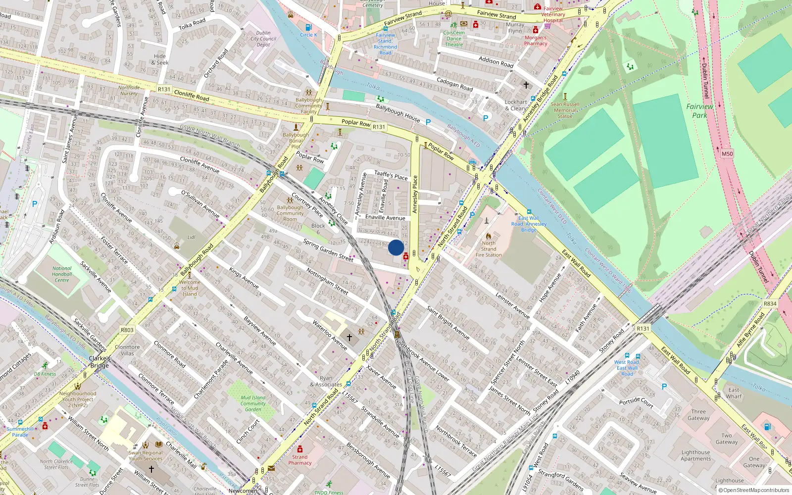 Overhead map showing the location of 14 St Patricks Avenue, North Strand, Dublin 3