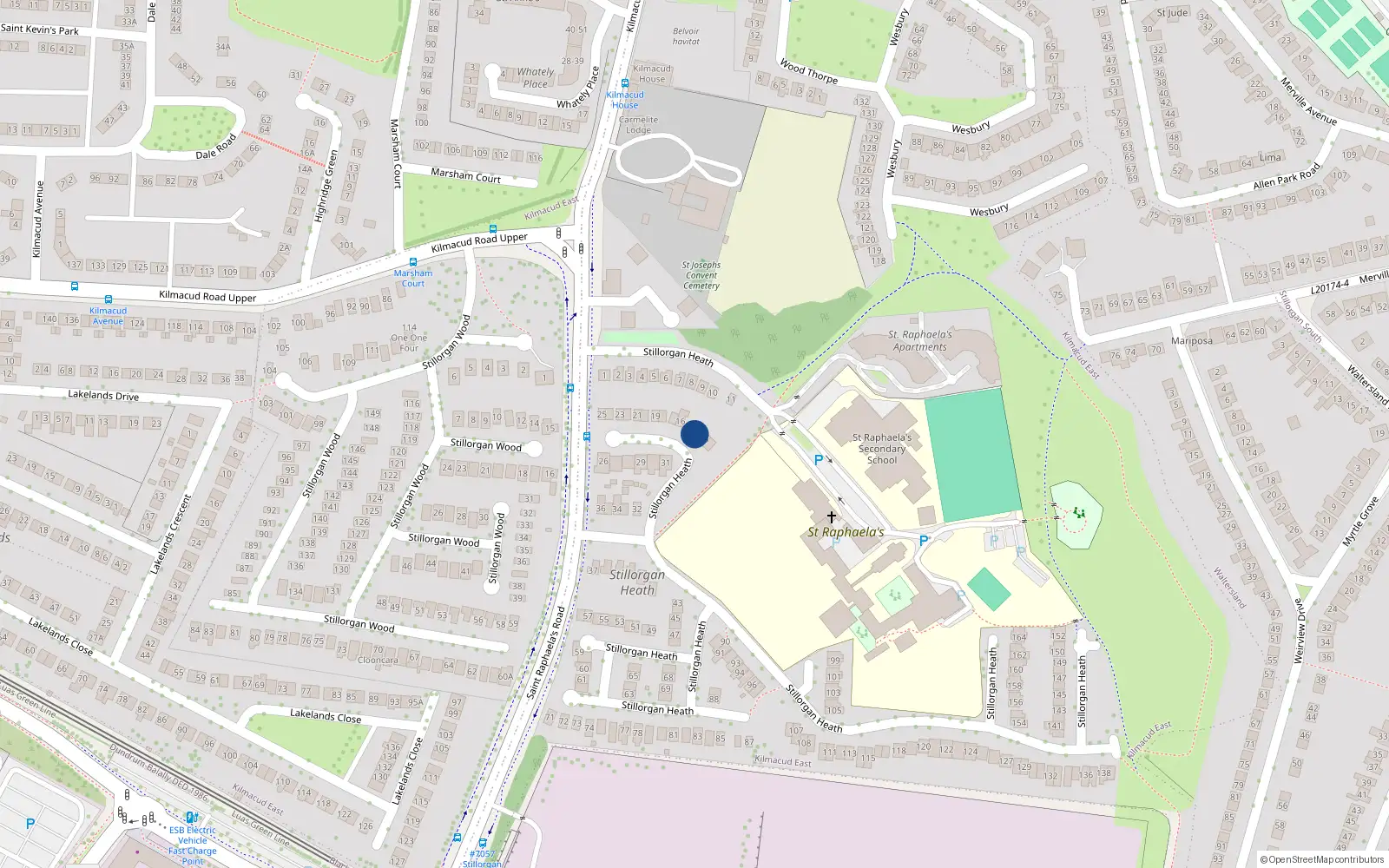Overhead map showing the location of 14 Stillorgan Heath, Kilmacud Road Upper, Stillorgan