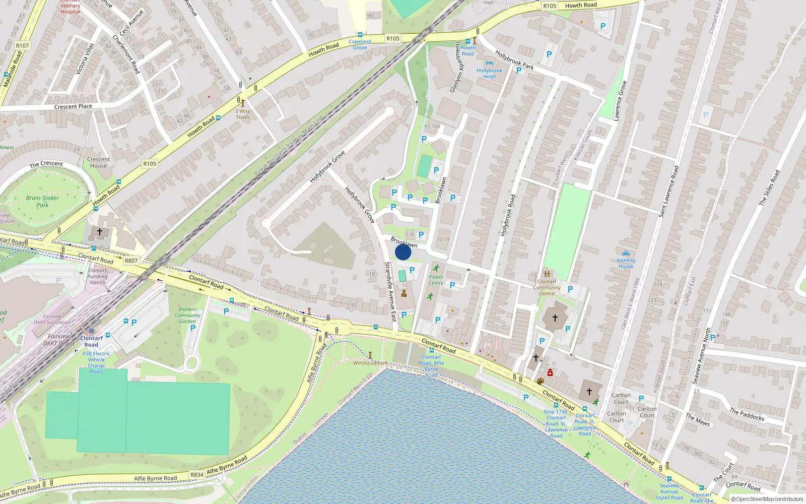 Overhead map showing the location of 14 Strandville Avenue East, Dublin 3