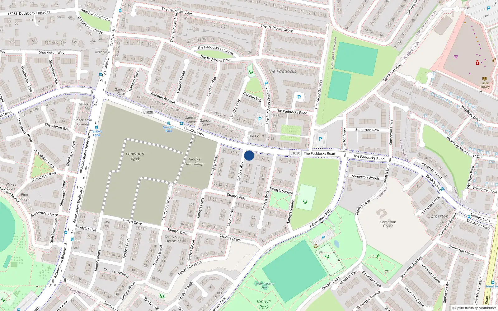 Overhead map showing the location of 14 Tandy's Gate, Adamstown