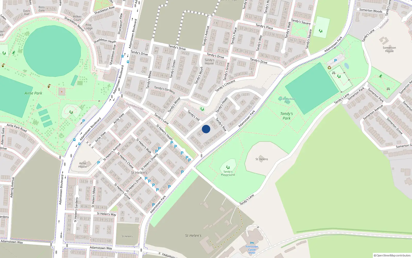 Overhead map showing the location of 14 Tandy's Heath, Lucan