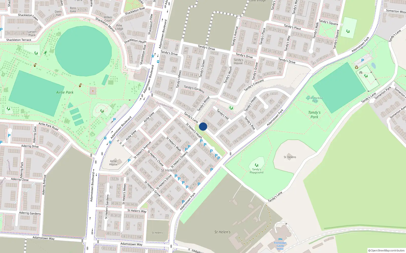 Overhead map showing the location of 14 Tandy's Lane