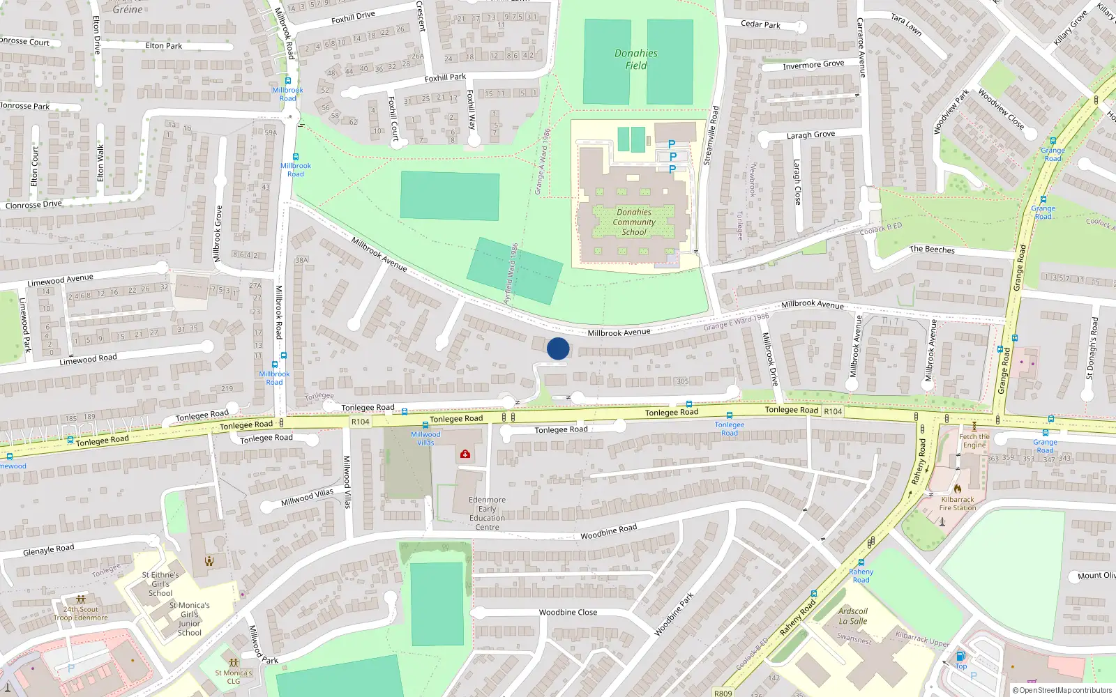 Overhead map showing the location of 14 The Gables, Dublin 5