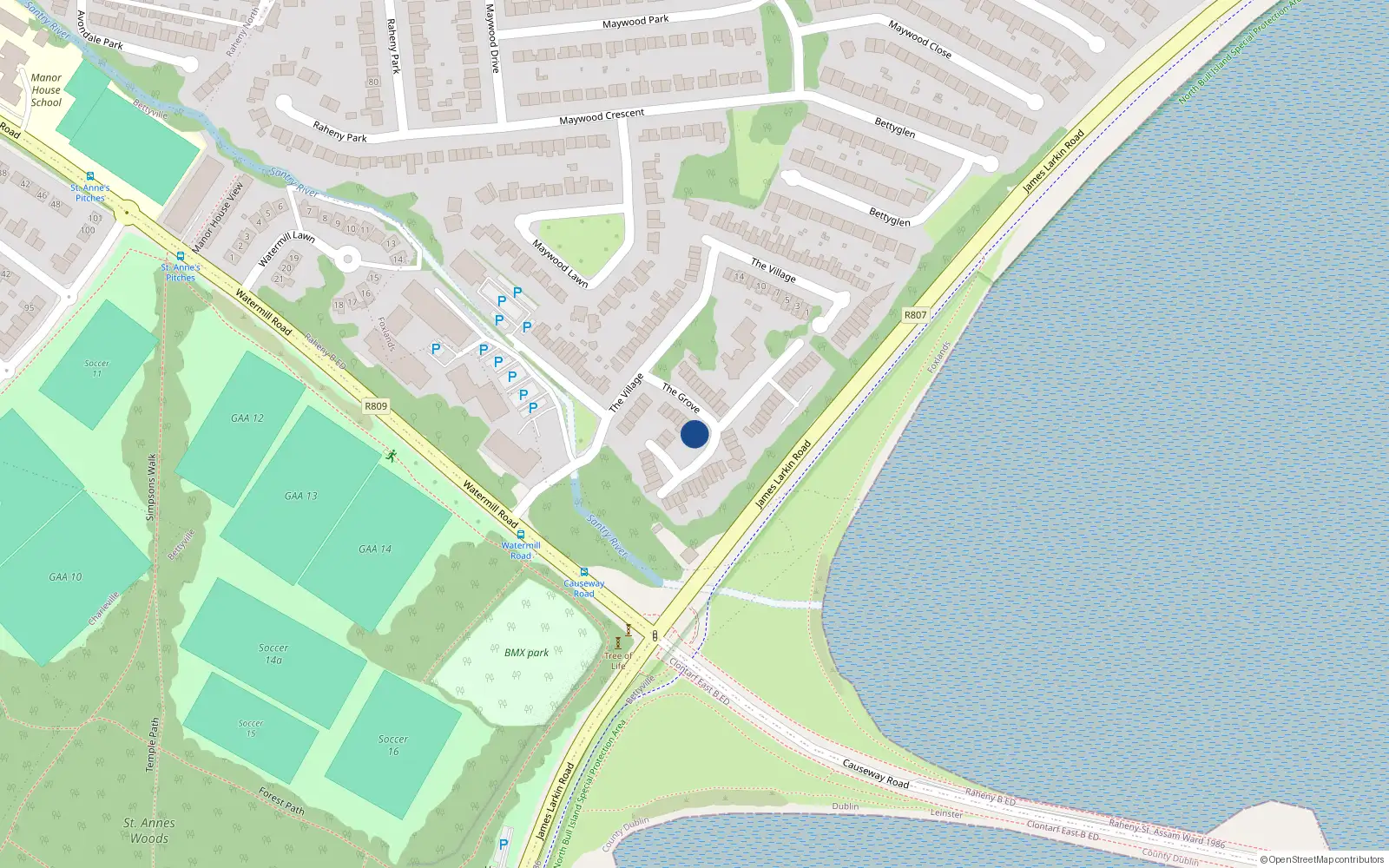 Overhead map showing the location of 14 The Grove, Dublin 5