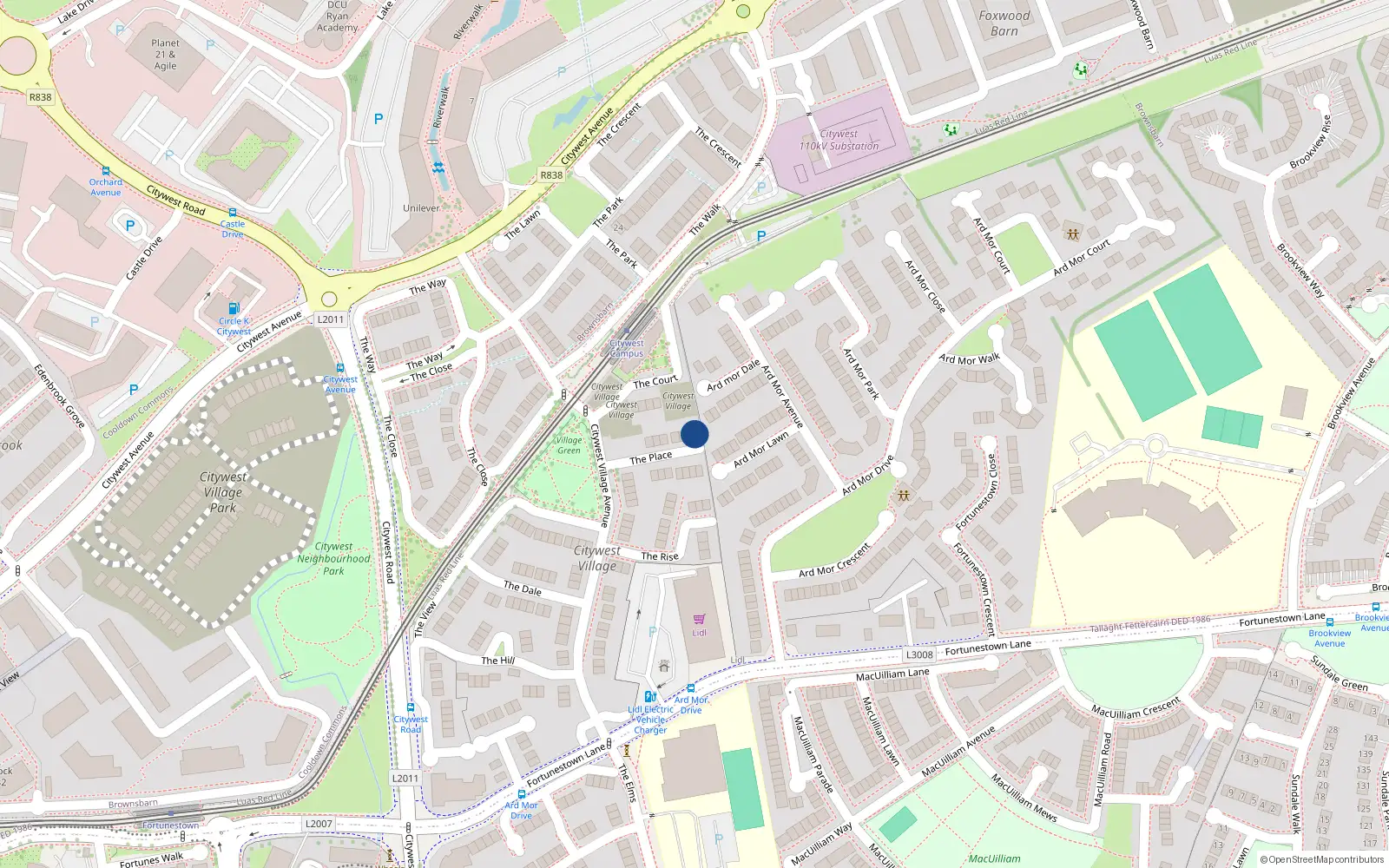 Overhead map showing the location of 14 The Place, Citywest