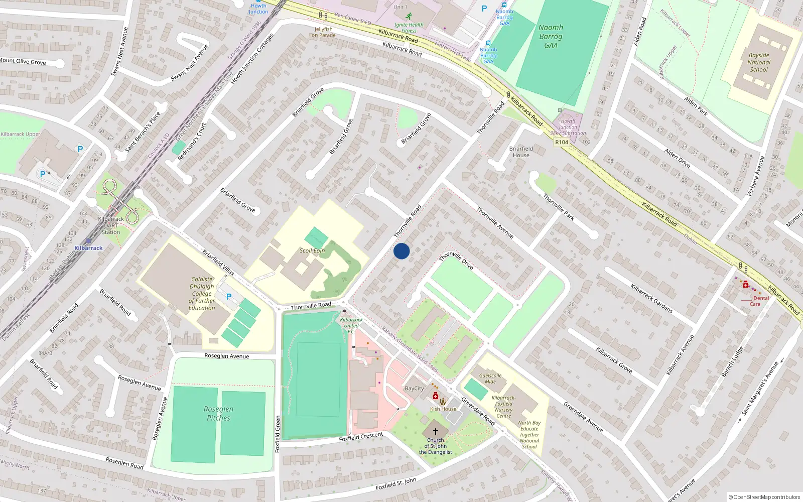 Overhead map showing the location of 14 Thornville Road, Dublin 5
