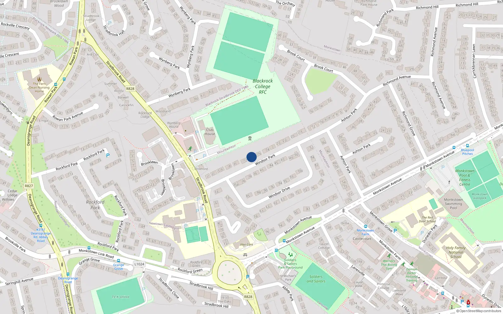 Overhead map showing the location of 14 Windsor Park, Dublin