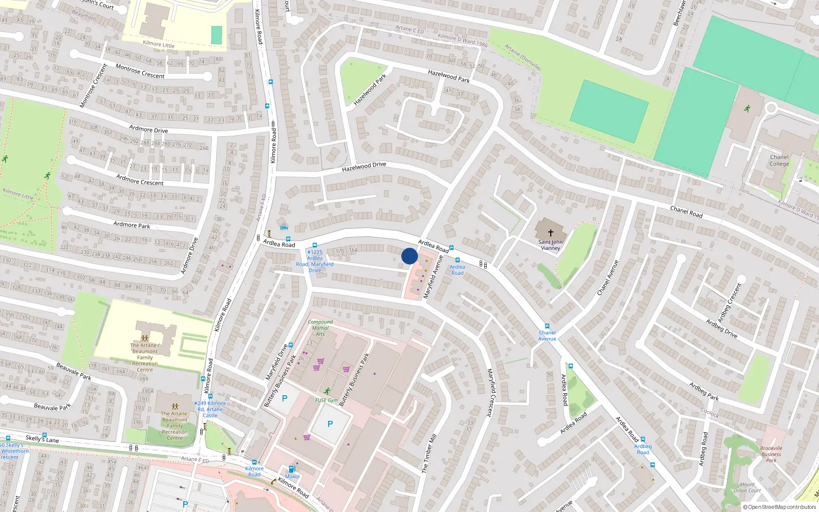 Overhead map showing the location of 140 Ardlea Road, Artane, Dublin 5