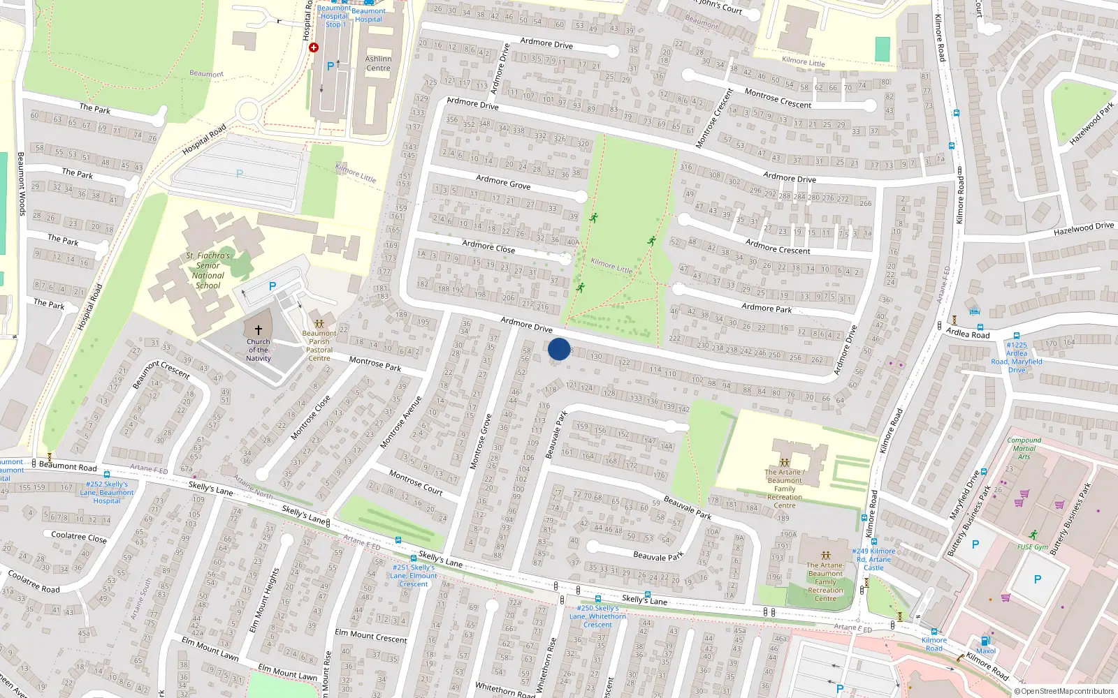 Overhead map showing the location of 140 Ardmore Drive, Artane, Dublin 5
