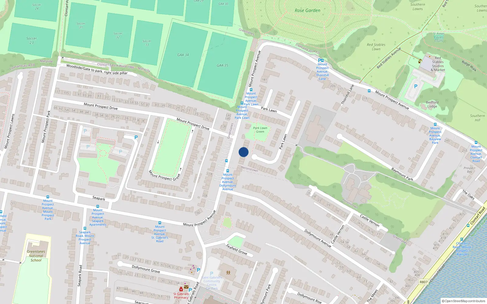 Overhead map showing the location of 141 Mount Prospect Avenue, Dublin 3
