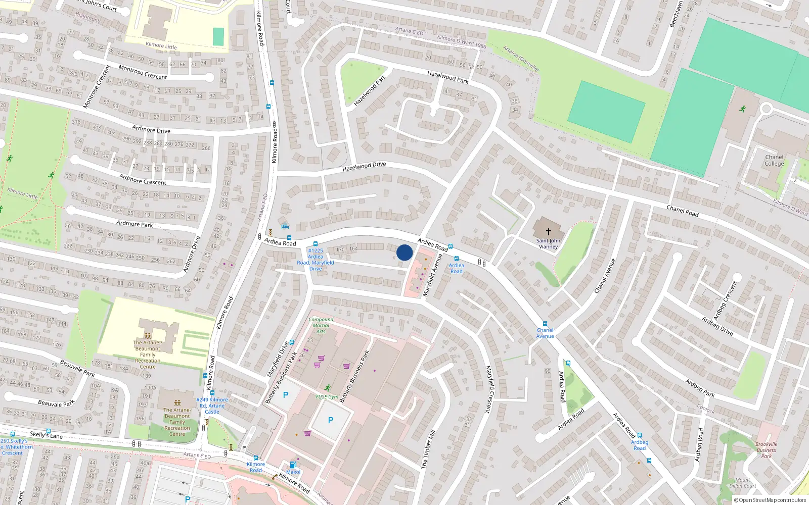 Overhead map showing the location of 142 Ardlea Road, Dublin 5