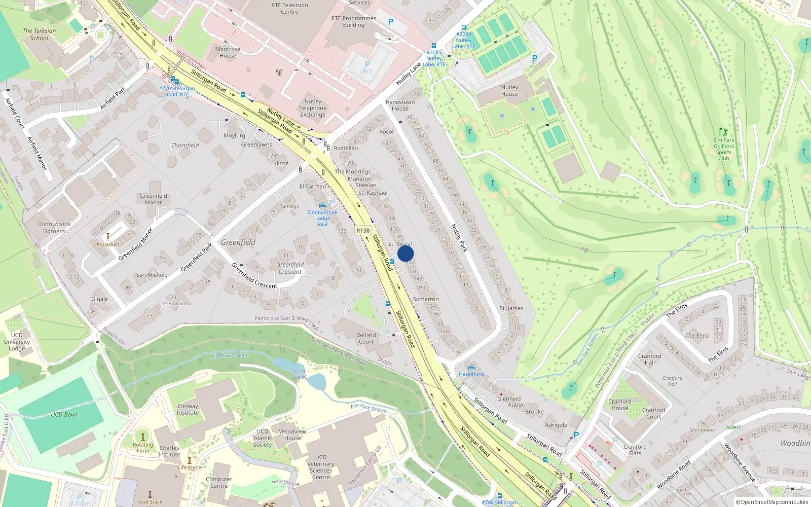 Overhead map showing the location of 142 Stillorgan Road, Priesthouse