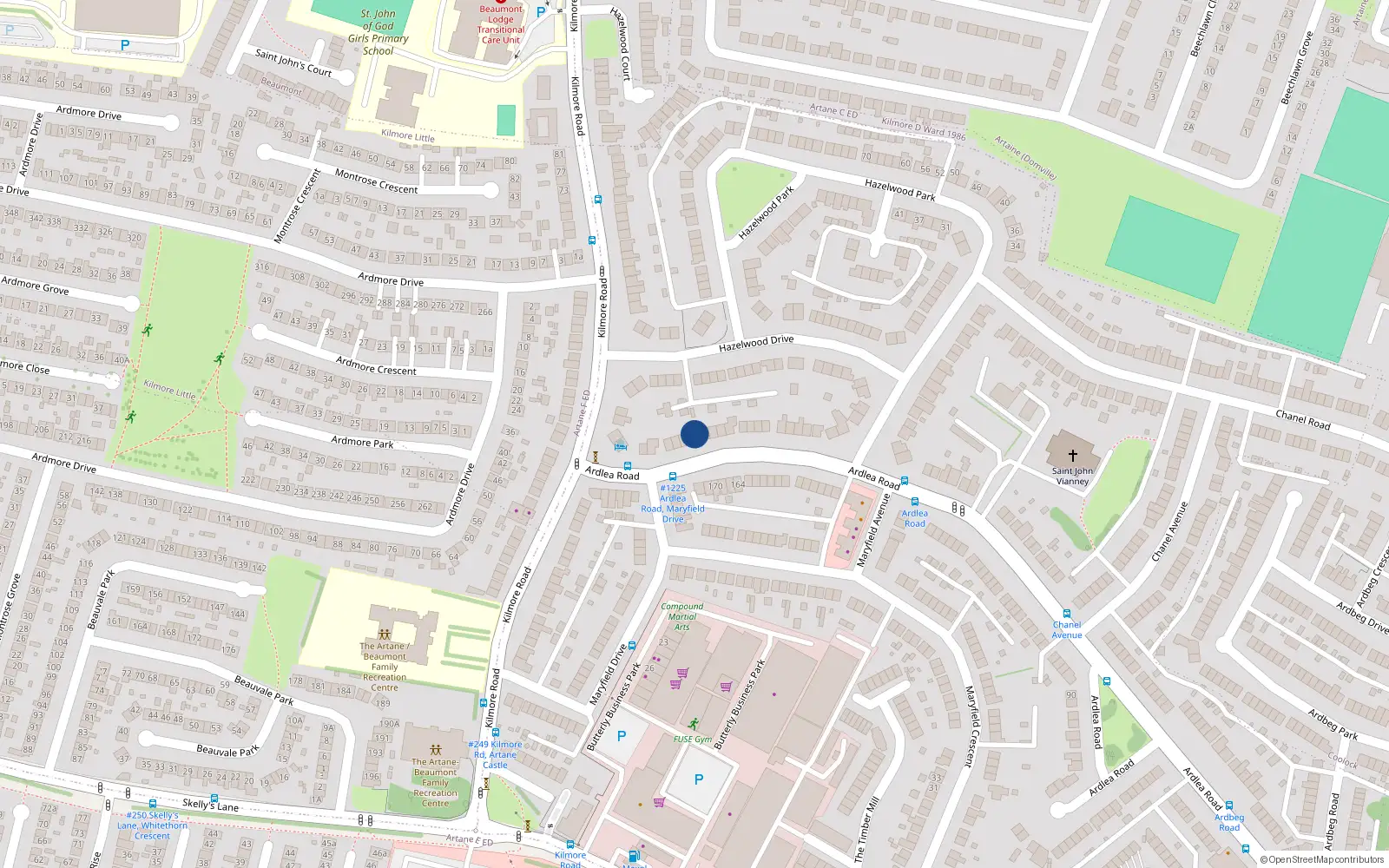 Overhead map showing the location of 143 Ardlea Road, Dublin 5