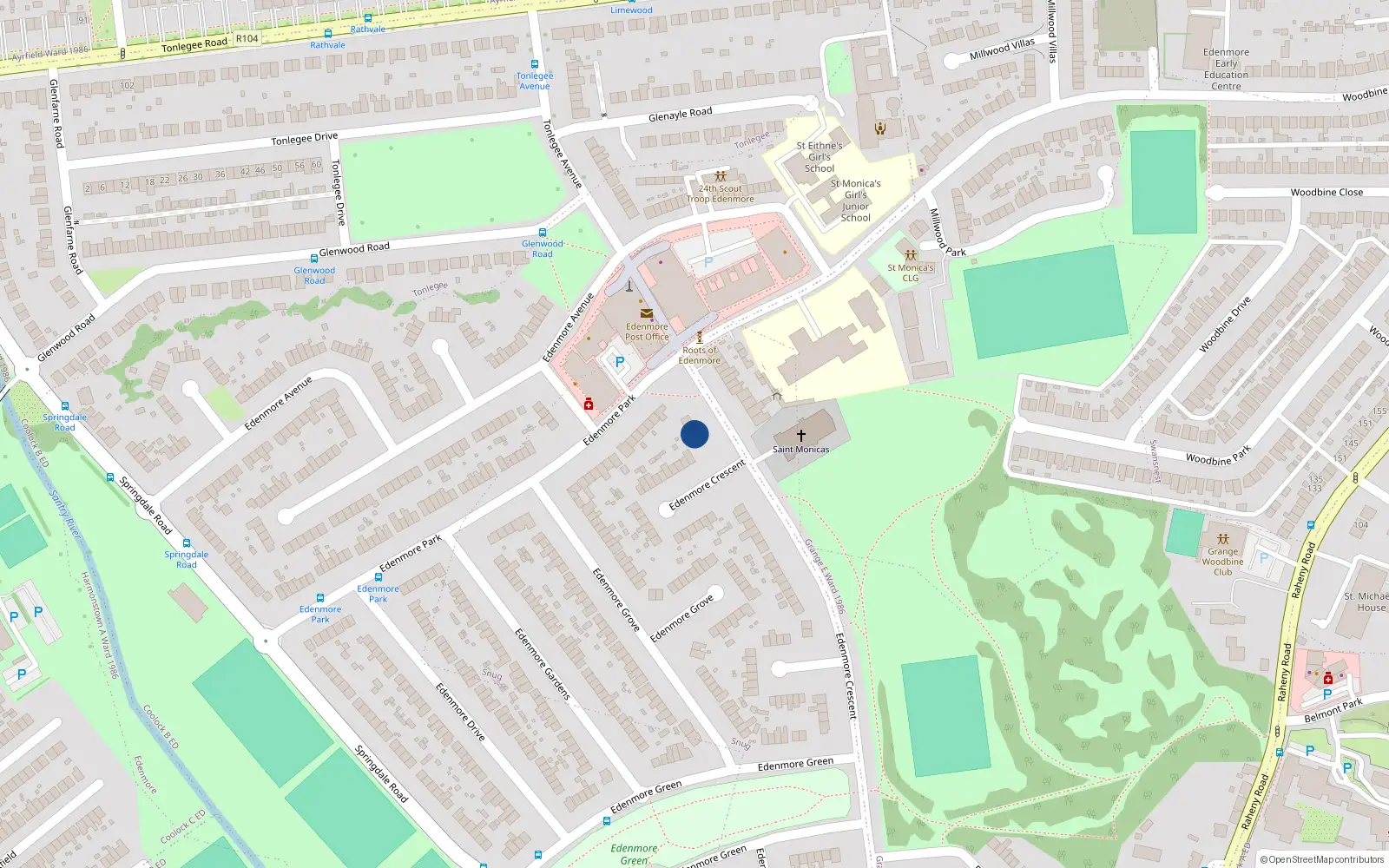 Overhead map showing the location of 143 Edenmore Crescent, Dublin 5