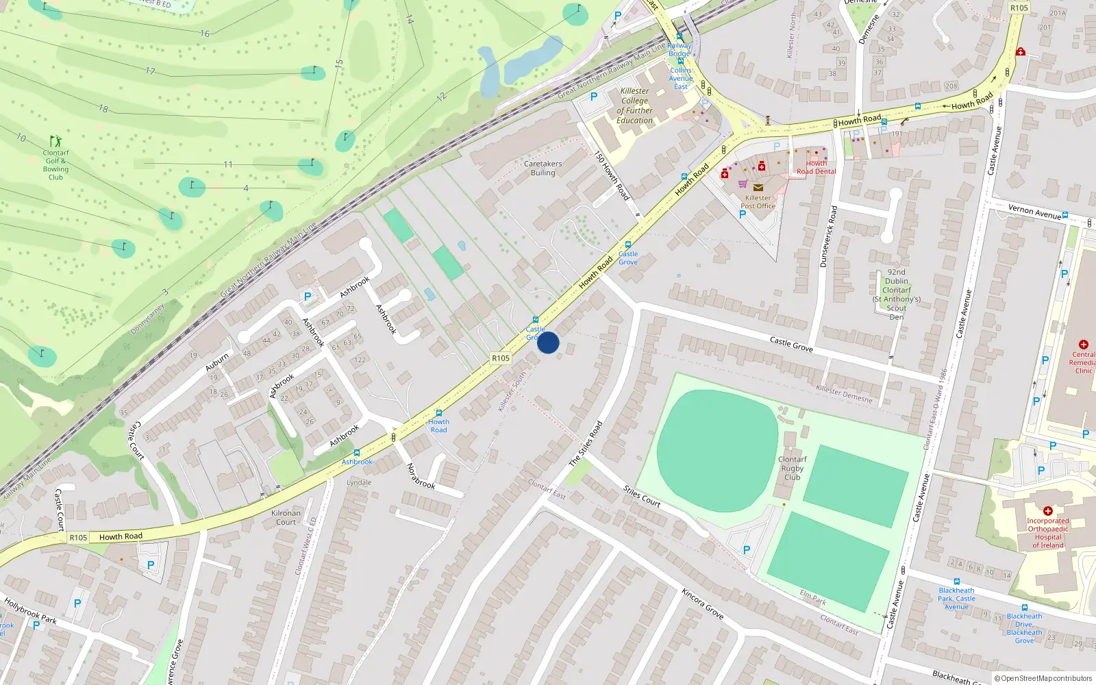 Overhead map showing the location of 143 Howth Road, Dublin 3