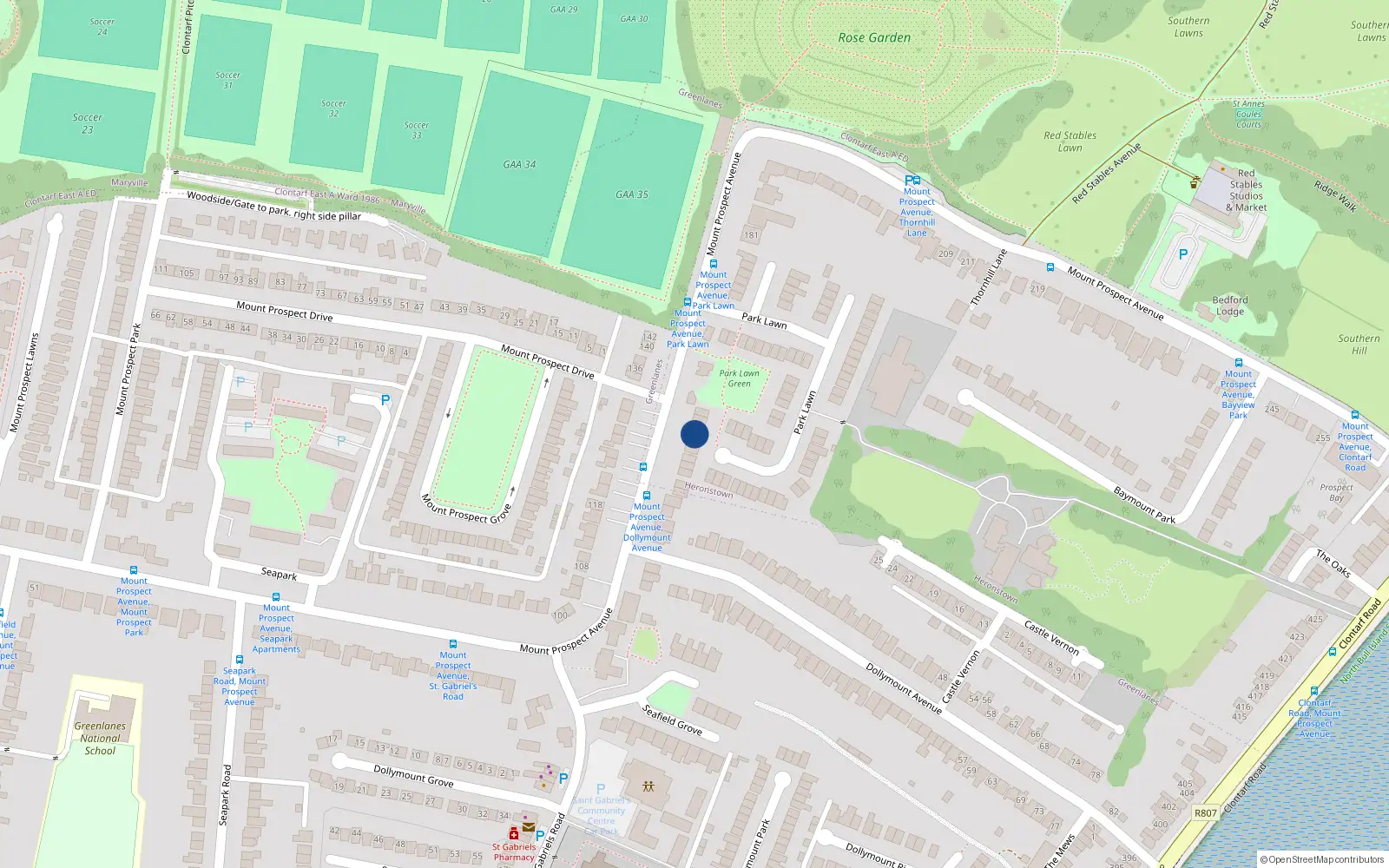 Overhead map showing the location of 143 Mount Prospect Avenue, Dublin 3