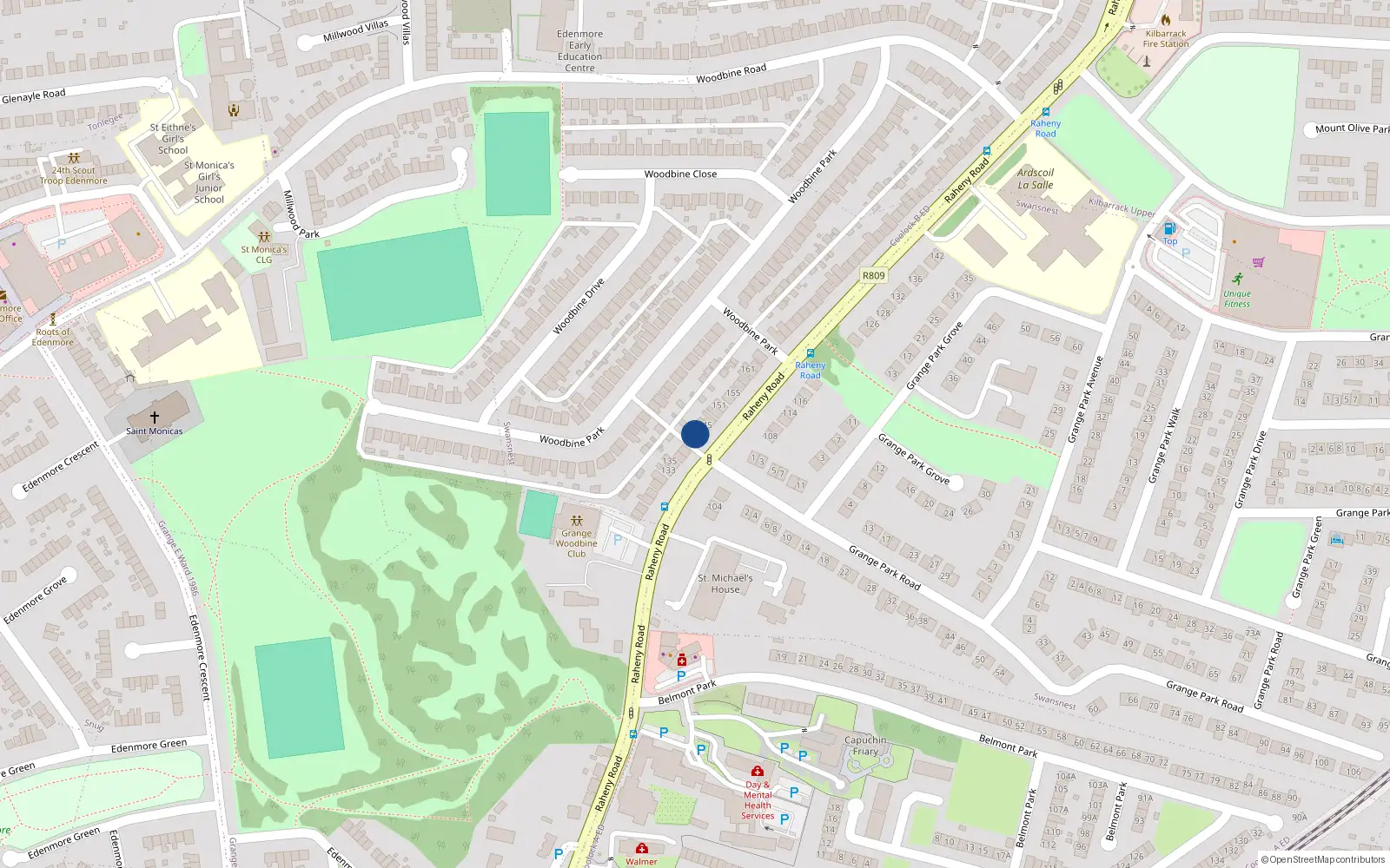 Overhead map showing the location of 143 Raheny Road, Dublin 5