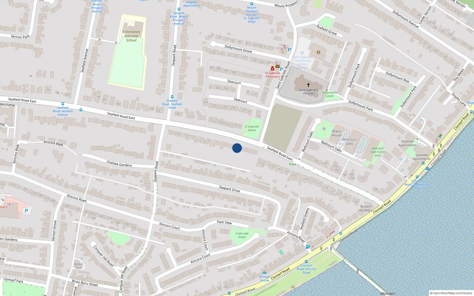 Overhead map showing the location of 143 Seafield Road, Clontarf, Dublin 3