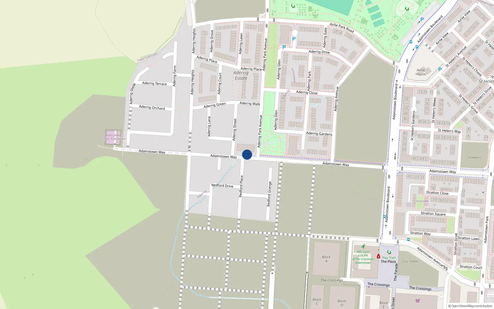 Overhead map showing the location of 144 Adamstown Way, Lucan