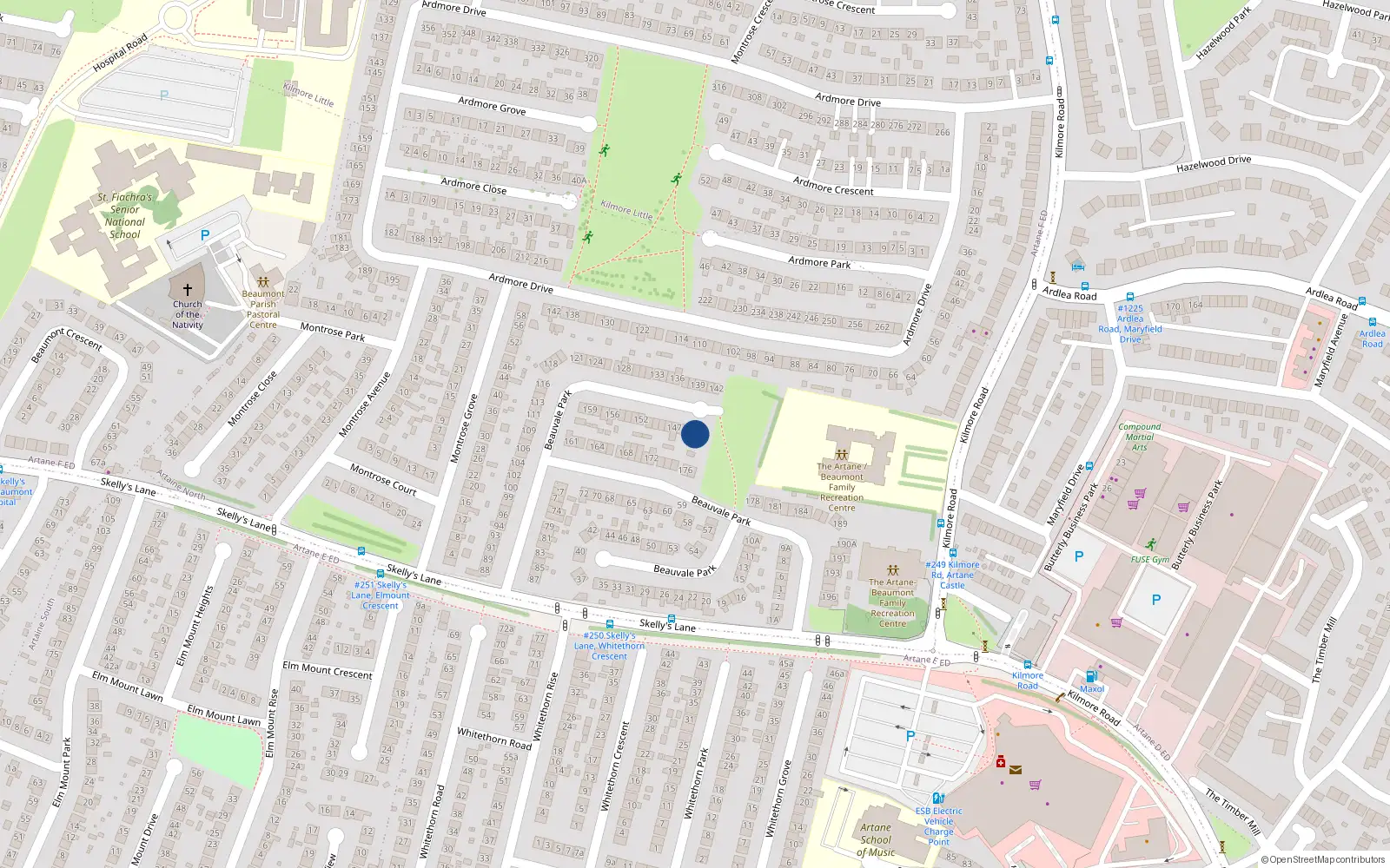 Overhead map showing the location of 144 Beauvale Park, Dublin 5