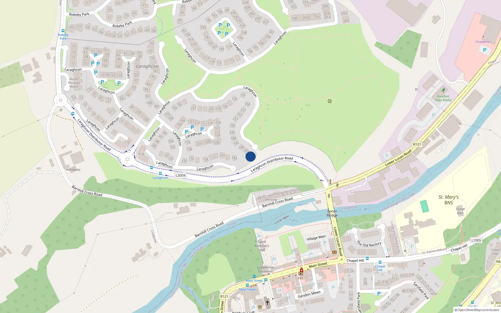Overhead map showing the location of 144 Laraghcon, Lucan