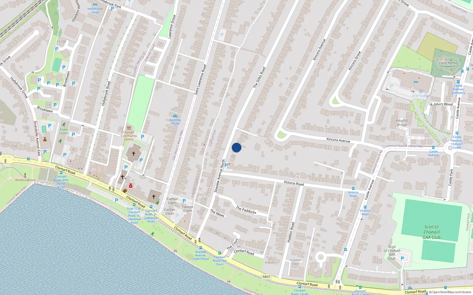 Overhead map showing the location of 144 the Stiles, Clontarf, Dublin 3