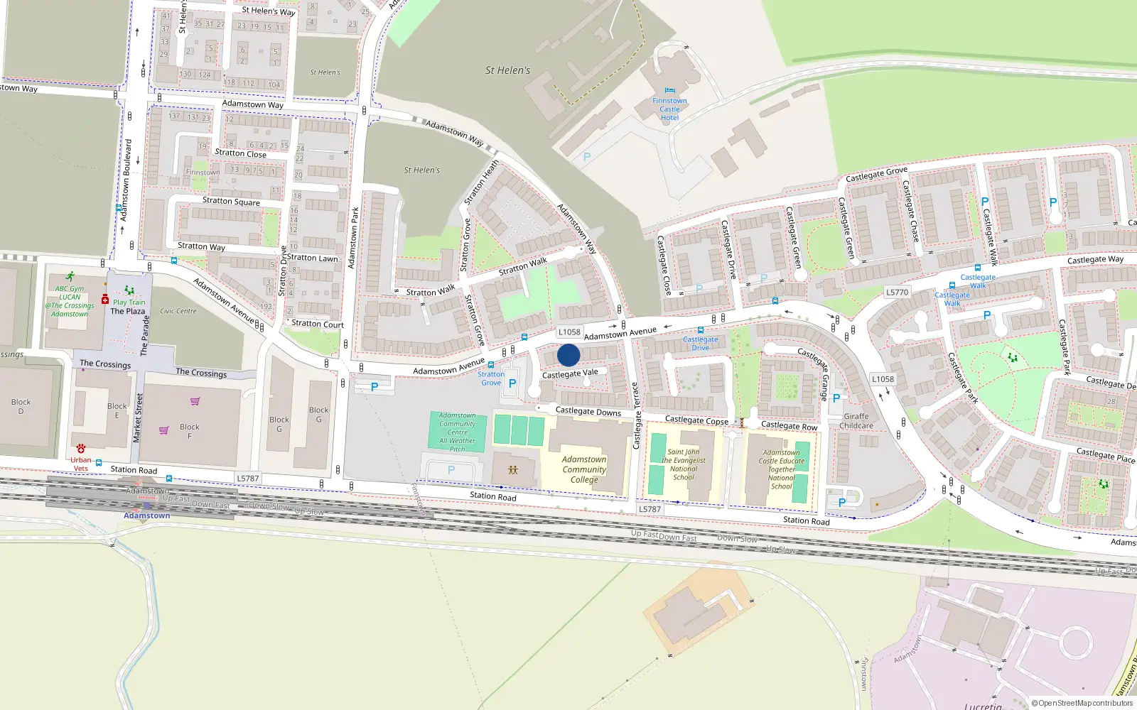 Overhead map showing the location of 145 Adamstown Avenue, Lucan
