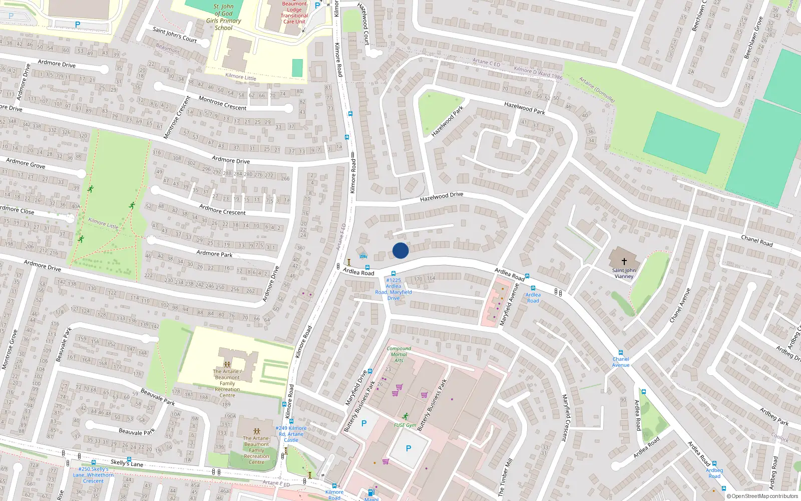 Overhead map showing the location of 145 Ardlea Road, Dublin 5