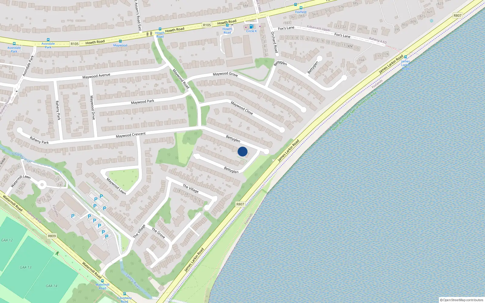 Overhead map showing the location of 145 Bettyglen, Dublin 5