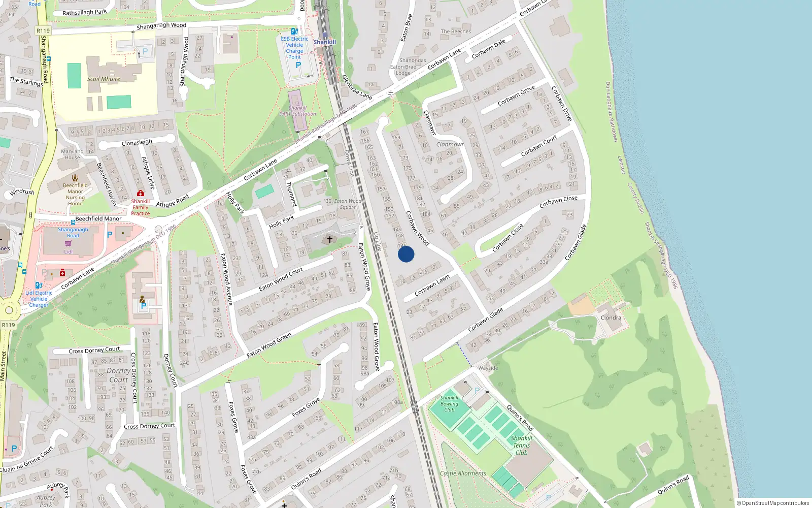 Overhead map showing the location of 145 Corbawn Wood, Shankill