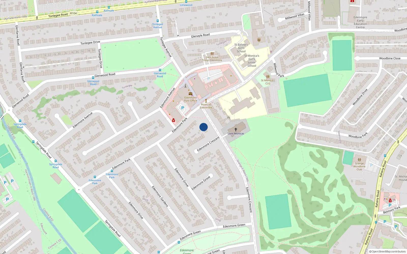 Overhead map showing the location of 145 Edenmore Crescent, Dublin 5