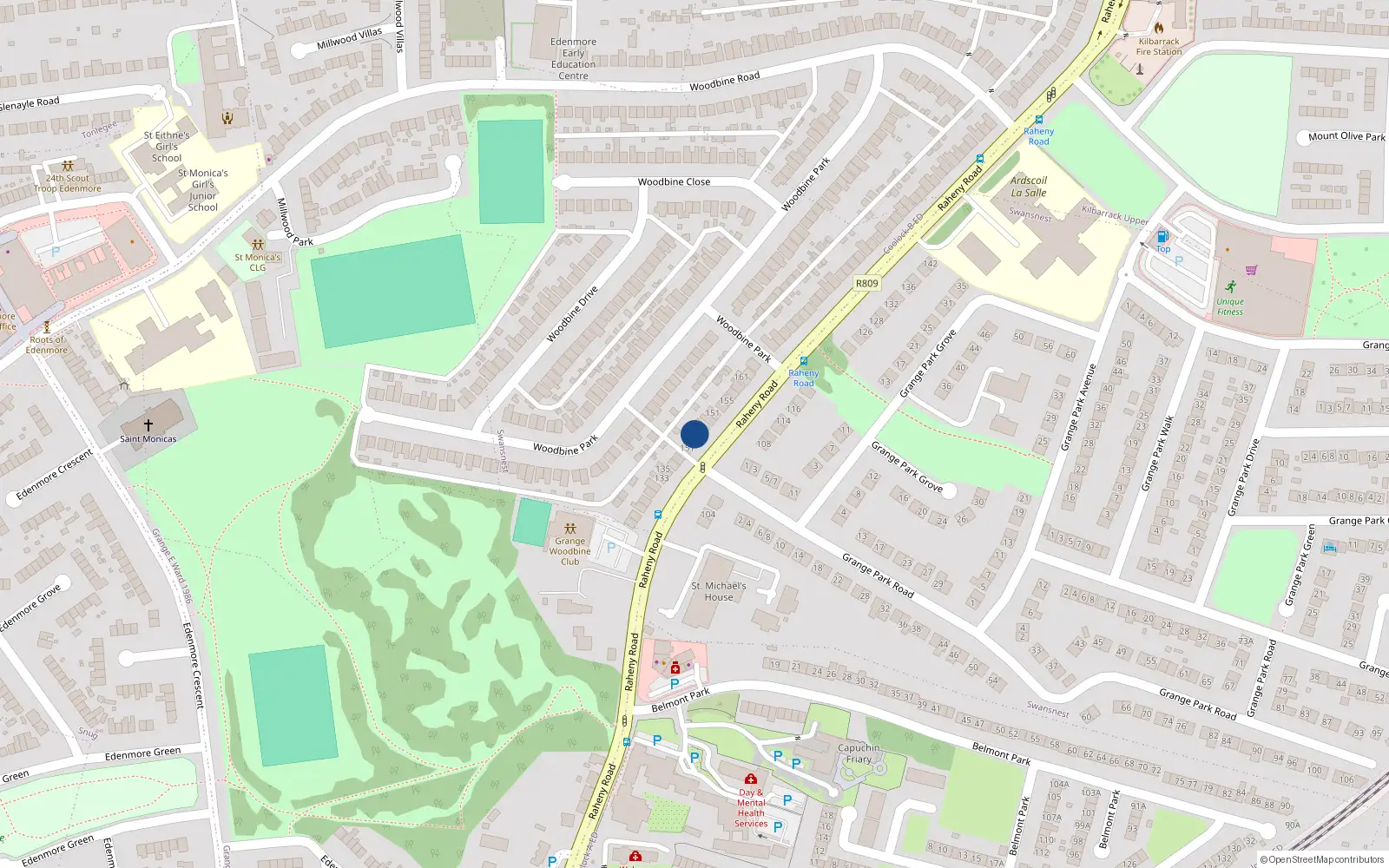 Overhead map showing the location of 145 Raheny Road, Dublin 5