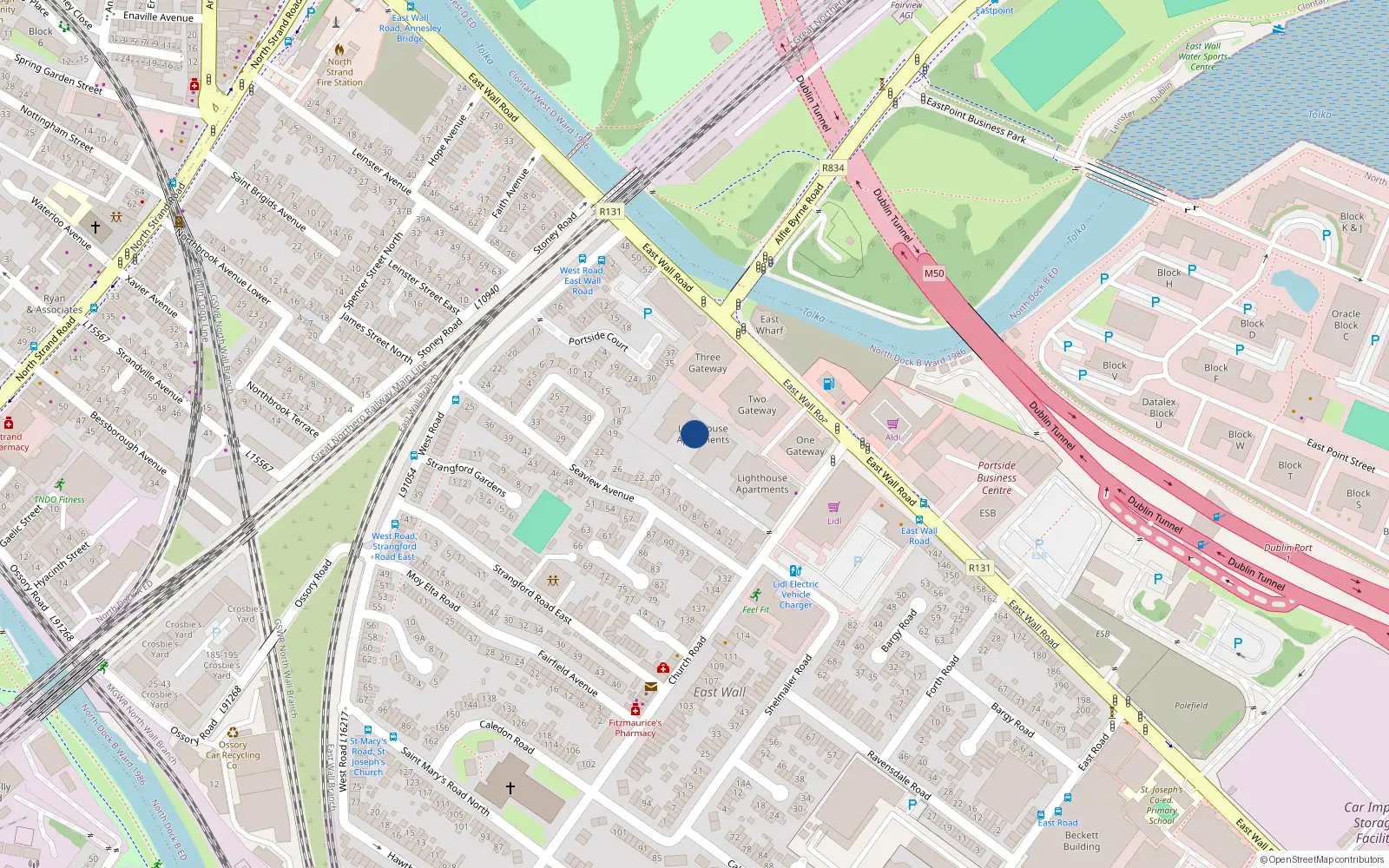 Overhead map showing the location of 145 The Lighthouse, Dublin 3