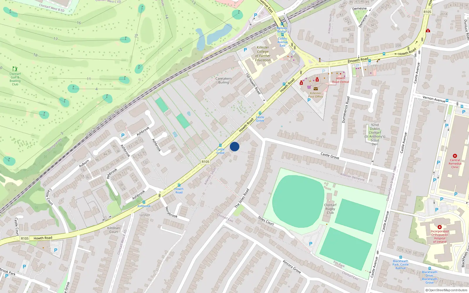 Overhead map showing the location of 145A Howth Road, Dublin 3