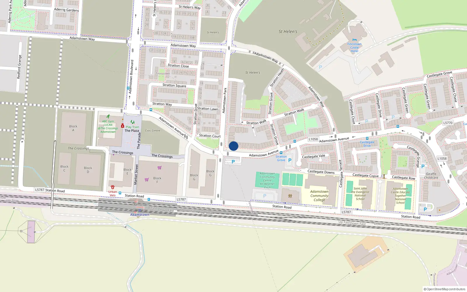 Overhead map showing the location of 146 Adamstown Avenue, Adamstown, Lucan