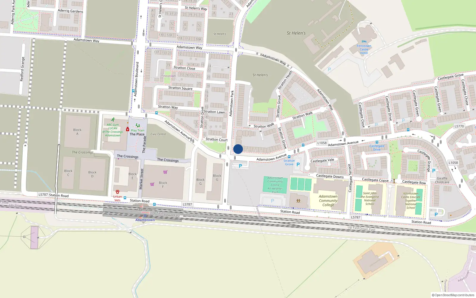 Overhead map showing the location of 146 Adamstown Avenue, Lucan