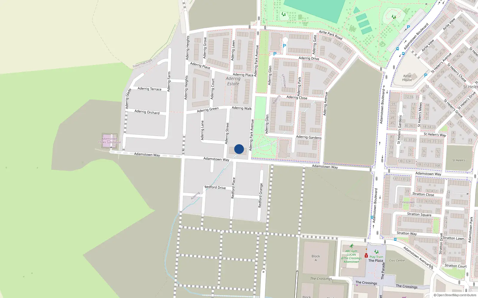 Overhead map showing the location of 146 Adamstown Way, Adamstown, Lucan