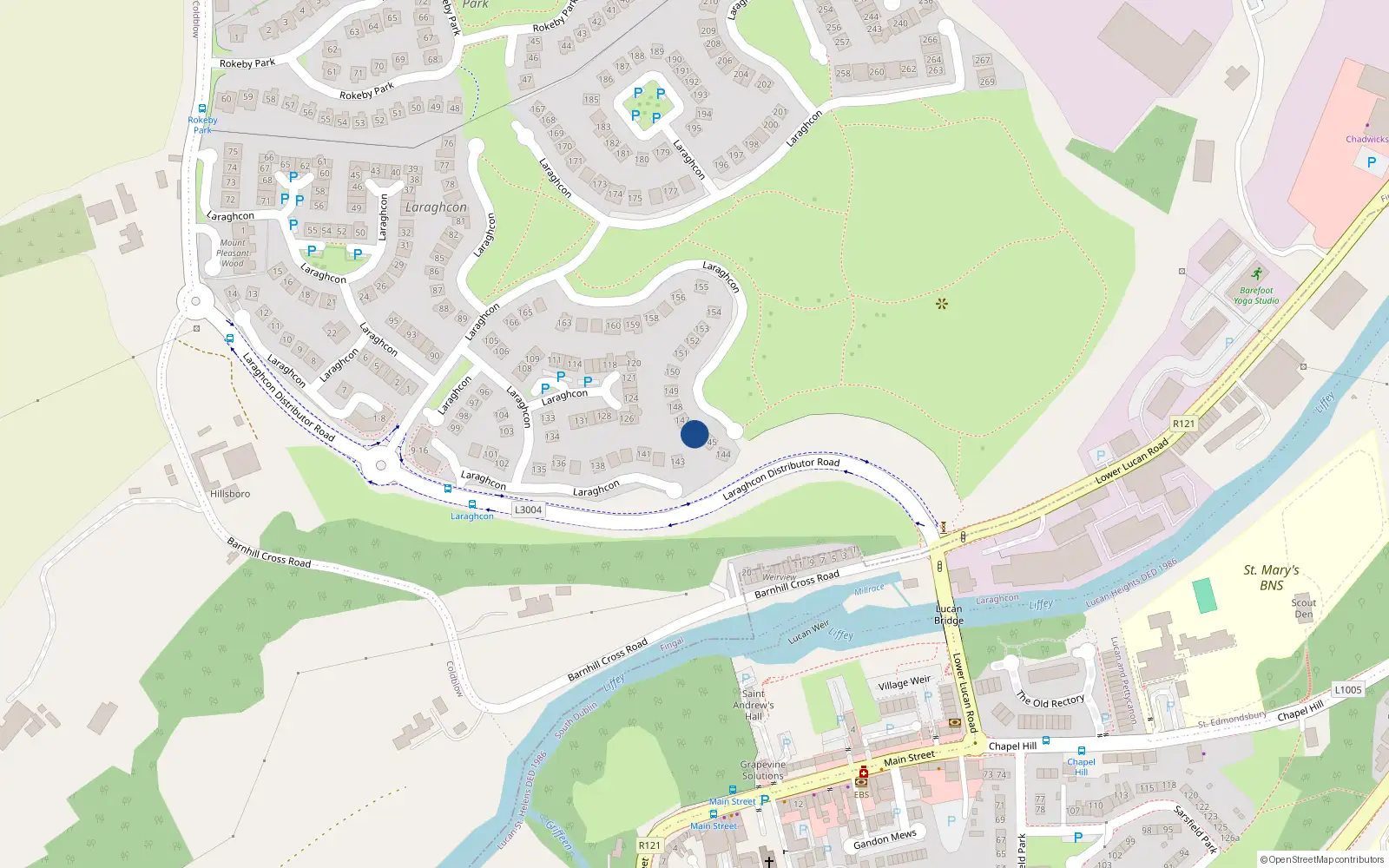 Overhead map showing the location of 146 Laraghcon, Lucan