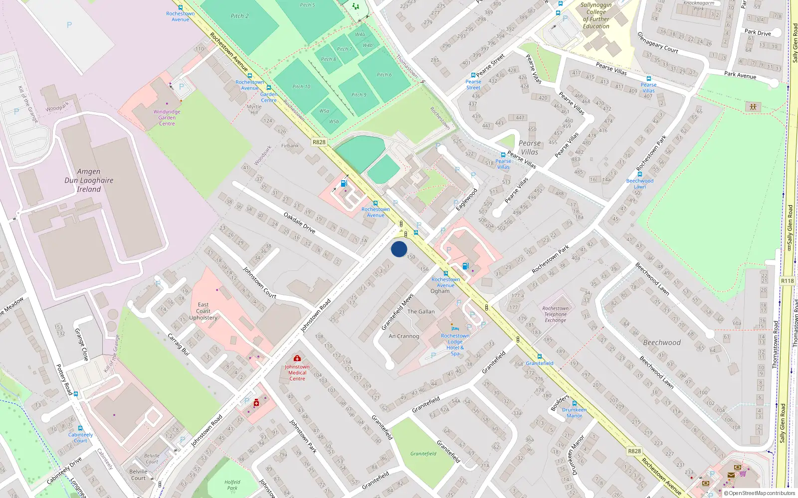 Overhead map showing the location of 146 Rochestown Avenue, Dublin