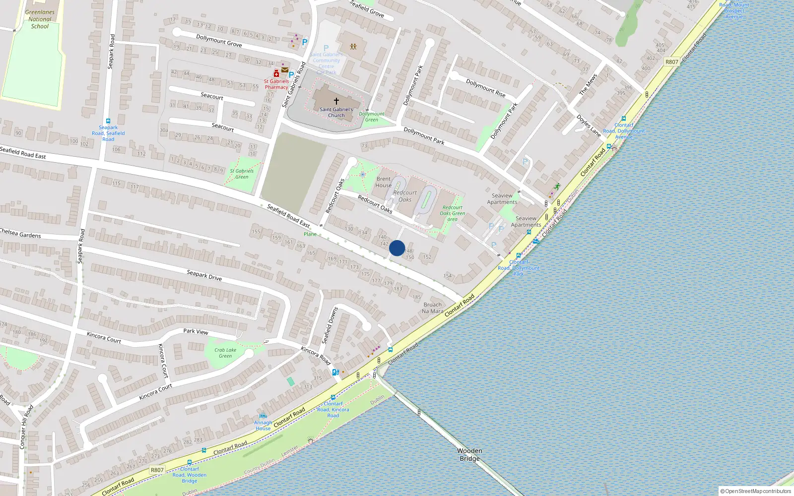 Overhead map showing the location of 146 Seafield Road East, Dublin 3
