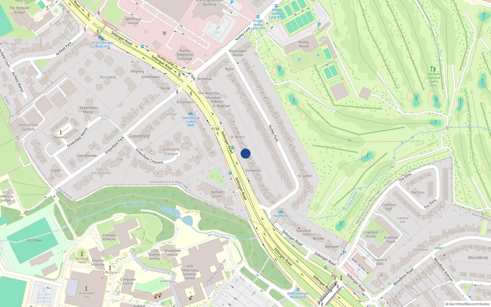 Overhead map showing the location of 146 Stillorgan Road, Priesthouse