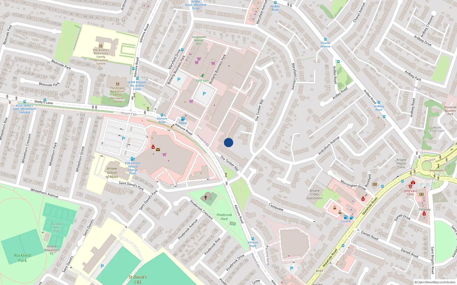 Overhead map showing the location of 146 Timber Mills, Artane, Dublin