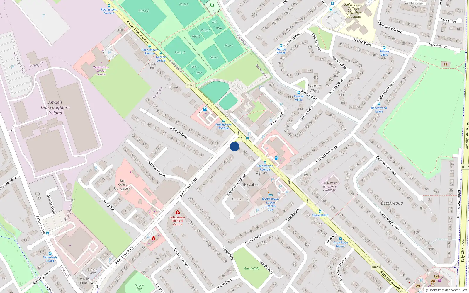 Overhead map showing the location of 146A Rochestown Avenue, Dublin